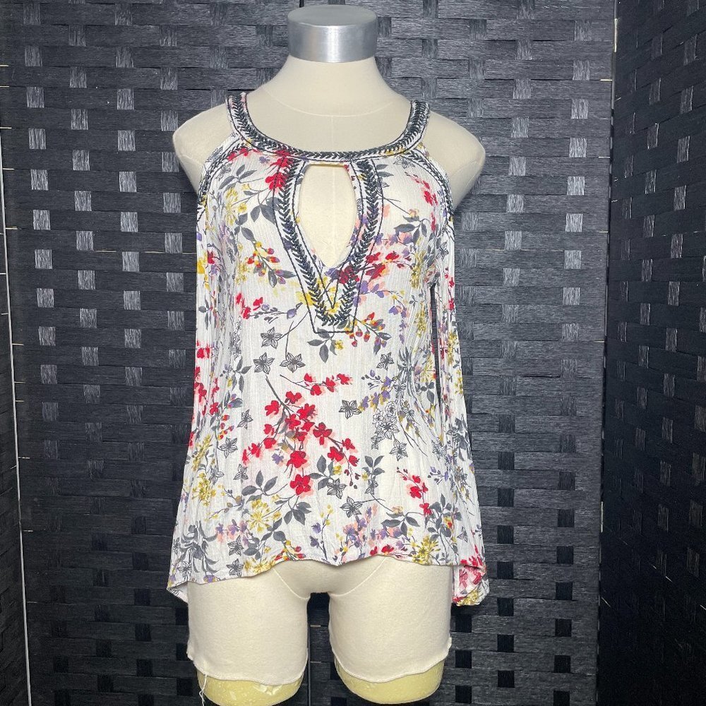 BKE Boutique Womens S Cold Shoulder‎ Floral Print Embroidered Long Sleeve Top - Picture 3 of 11